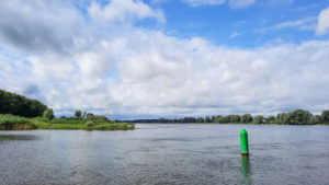 Elbe bei Neu Darchau mit Fahrwasser Tonne grün